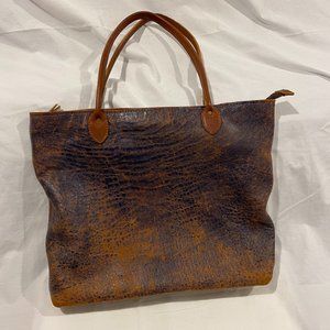 Distressed Blue Leather Tote
